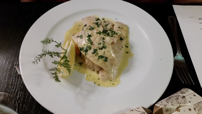 Fillet of Seabass on a bed of kyoto squash and chablis sauce
